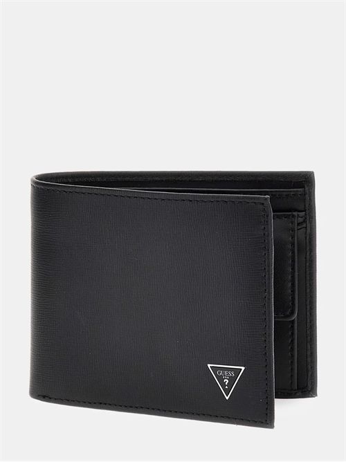 Portafoglio Uomo GUESS In Pelle SM2420 LEA25 - Nero, Piccole Dimensioni (10x7.5 Cm)