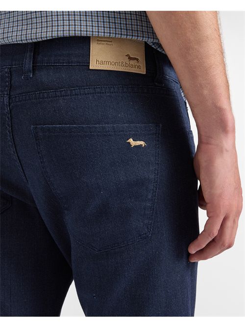 Pantalone 5 tasche Uomo in cotone stretch blu Slim Fit Made in Italy HARMONT & BLAINE | WSR001053617/801