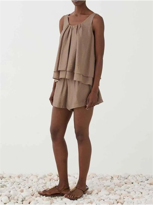 Top smanicato ELEH | SS260009/MARRONE