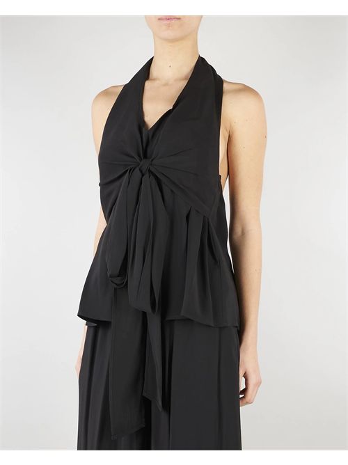 Top con scollo all'americana e volant. ELEH | SS260020/NERO