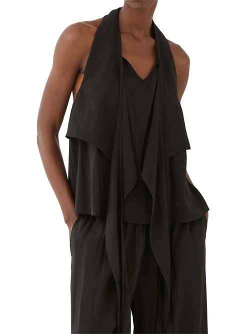 Top con scollo all'americana e volant. ELEH | SS260020/NERO