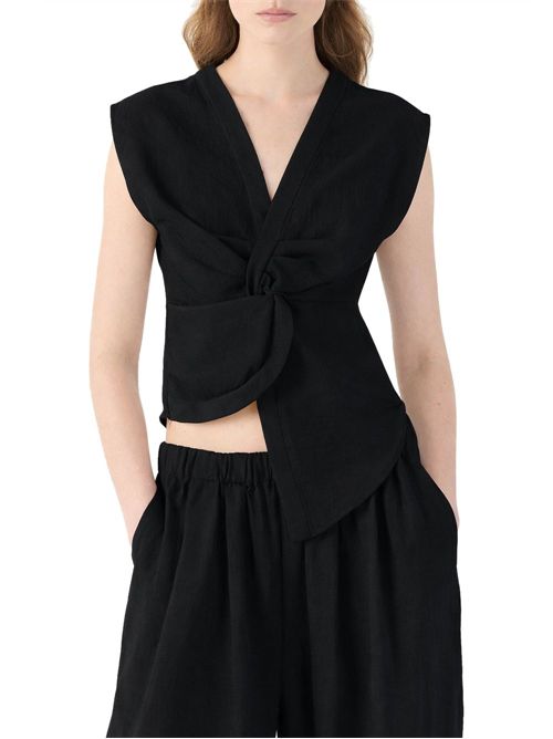 Top scollo a V e un nodo centrale ELEH | SS260032/NERO