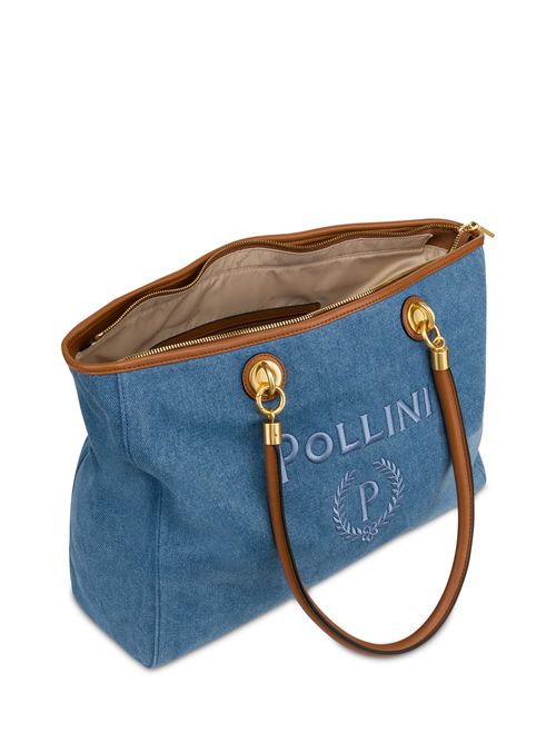 Tote Bag Capri In Jeans Blu/cuoio POLLINI | SC4602PP0OSH1/75A