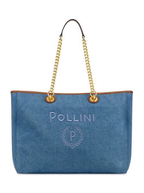 Tote Bag Capri In Jeans Blu/cuoio POLLINI | SC4602PP0OSH1/75A